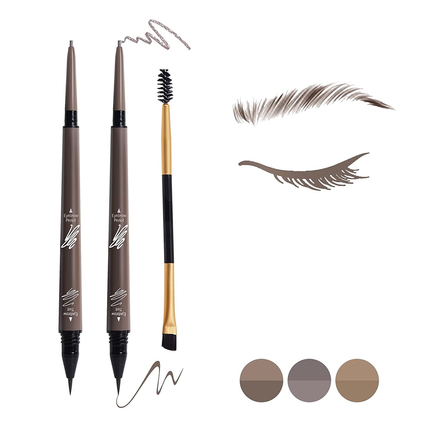 Music Flower 2 in 1 Eyebrow Pencil - Waterproof &amp; Long Lasting Liquid Eyebrow Pen - Dual Ended Pencil Fills and Defines Brow Tint with the Precision &amp; Definition of Microblading