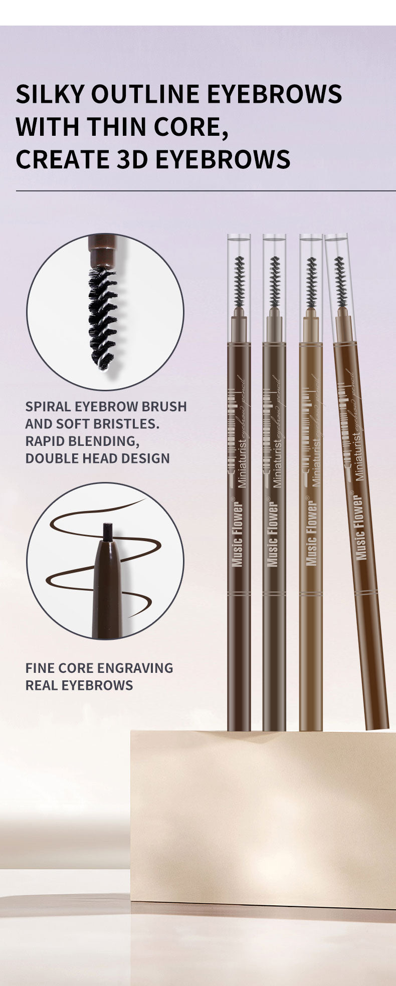 3 PCS Eyebrow Color Set Include Clear Eyebrow Gel，Eyebrow Pencil，Waterproof Eyebrow Pomade ,Long Lasting Eyebrow Makeup Kits